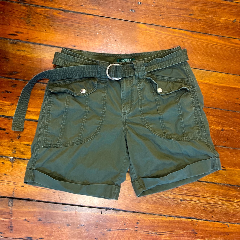 CLEARANCE:  Lauren Ralph Lauren Women’s Army Green Cargo Belted Shorts | Size 4